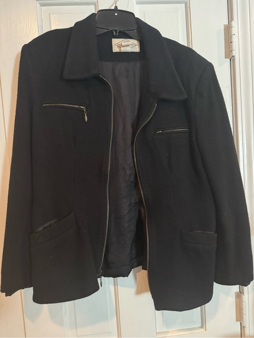 Tailor B. Moss Black Wool-Blend Zip Jacket